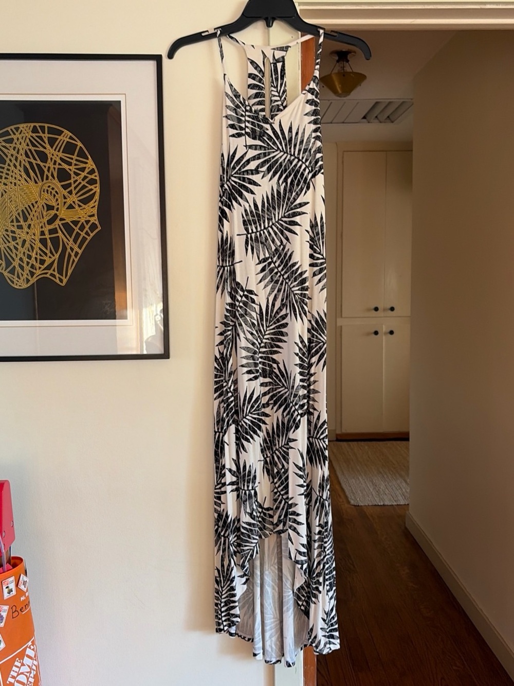 C&C California Black and White Palm-Leaf Tank Top